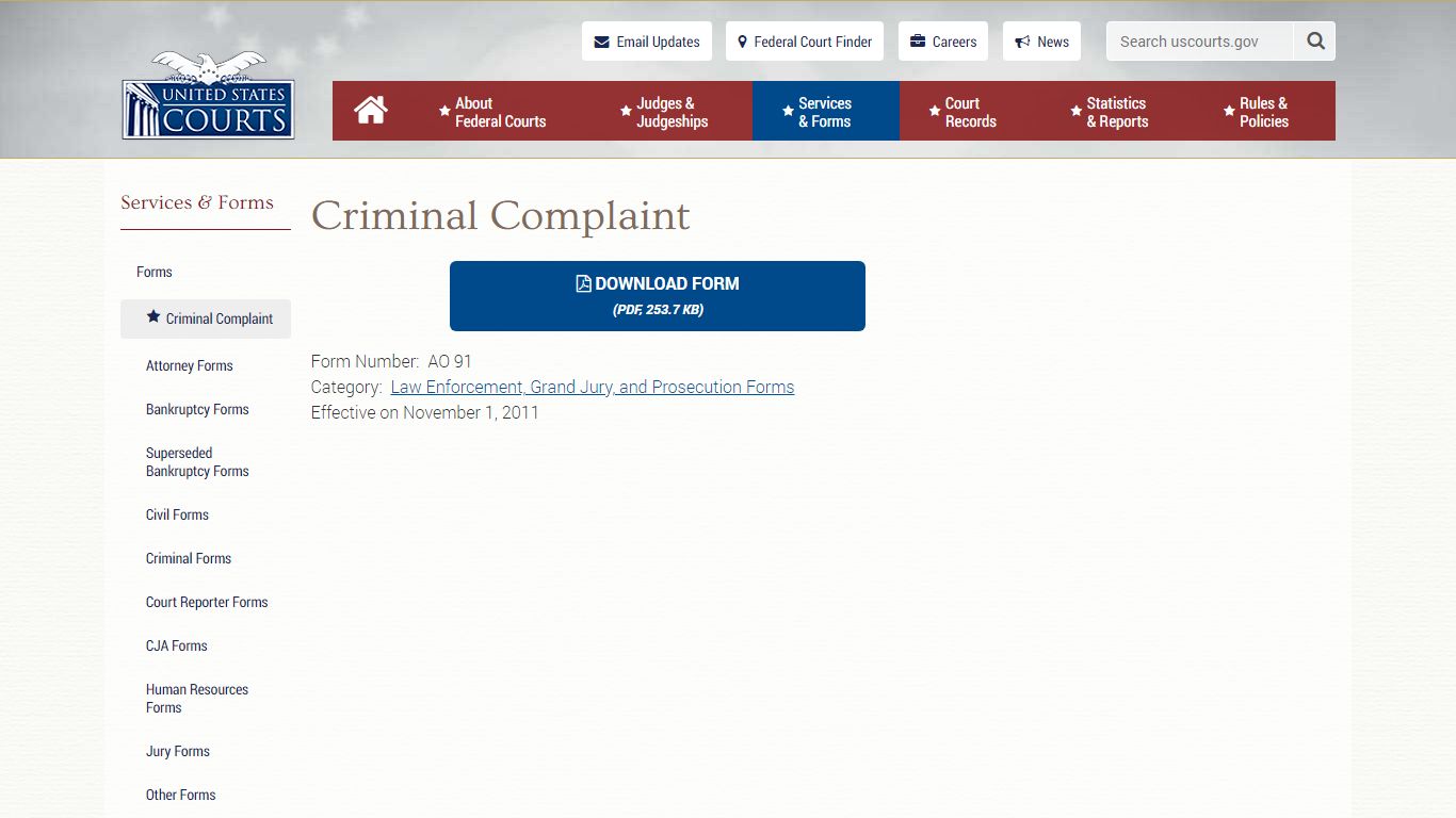 Criminal Complaint | United States Courts