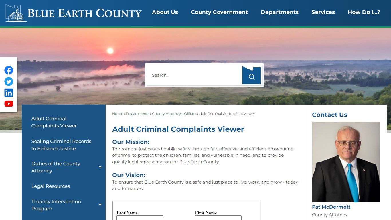 Adult Criminal Complaints Viewer - Blue Earth County, MN